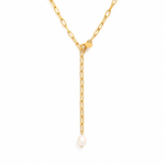 Freshwater Pearl Lariat Necklace — Aurelia Gold Chain | Power8