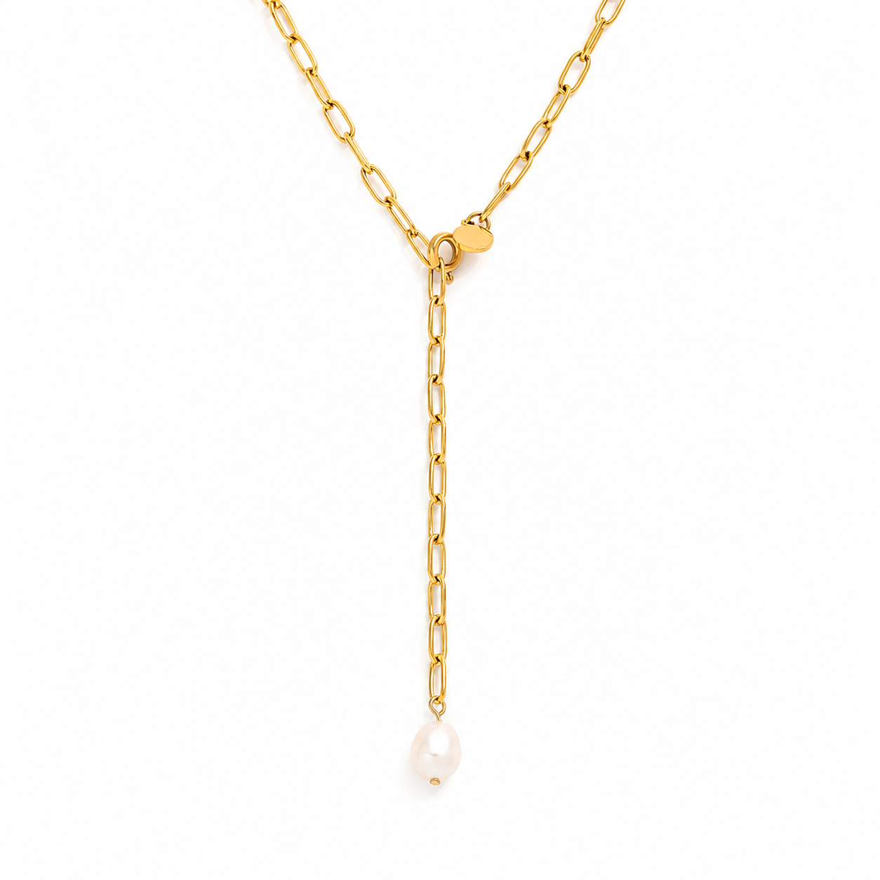 Freshwater Pearl Lariat Necklace — Aurelia Gold Chain | Power8