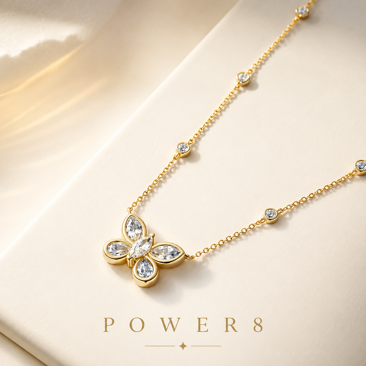 Celestial Butterfly Pendant Necklace — Detail View | Power8