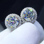 Moissanite Flower Cluster Stud Earrings — Detail View | Power8