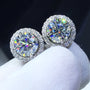 Moissanite Flower Cluster Stud Earrings — Detail View | Power8