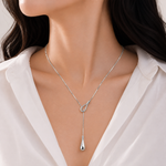 Sculptural Knot Y-Drop Lariat Necklace — Liquid Gold Style | Power8