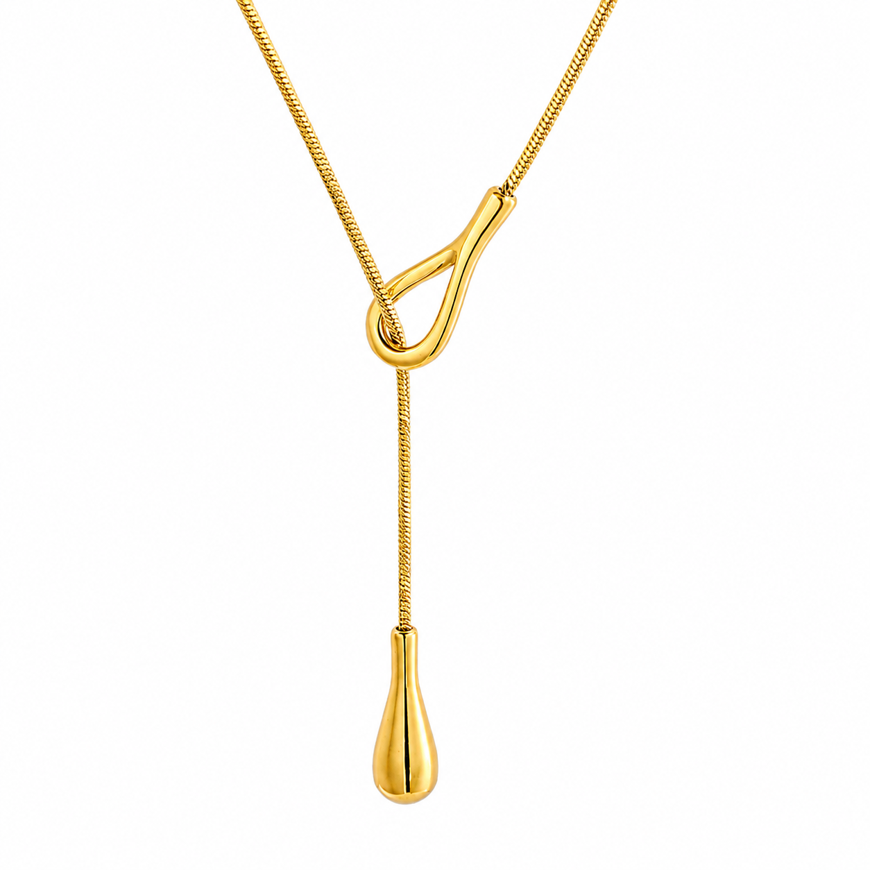 Sculptural Knot Y-Drop Lariat Necklace — 18K Gold Plated | Power8
