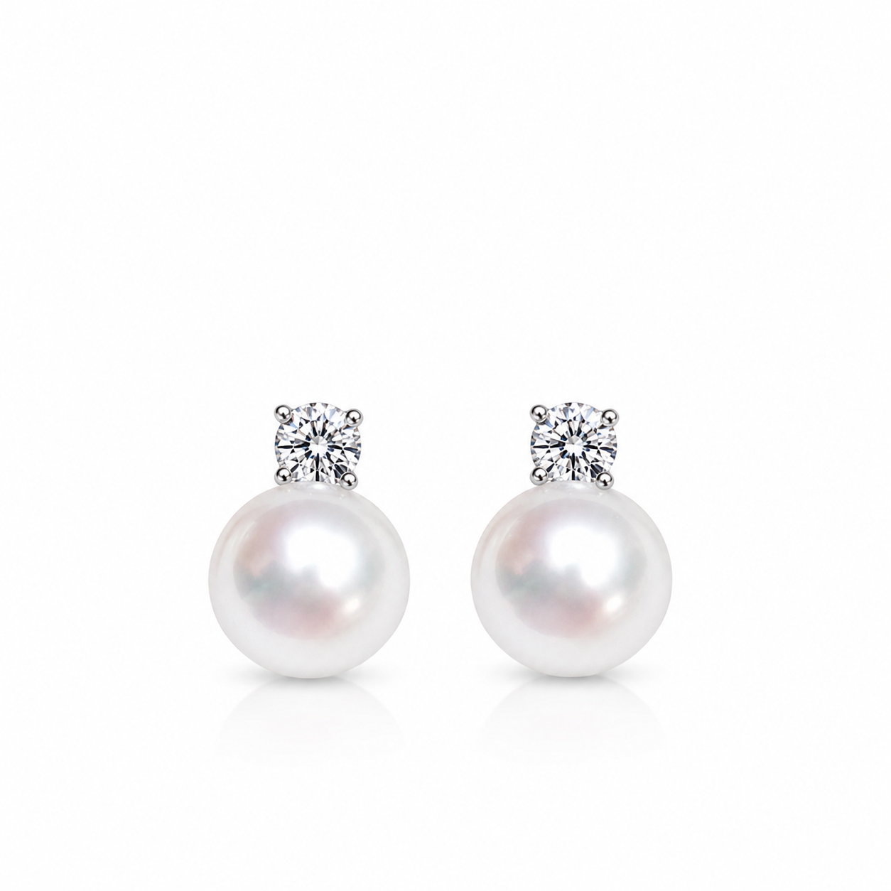 Pearl & CZ Stud Earrings — 925 Sterling Silver | Power8