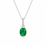 Oval Emerald Pendant Necklace — 925 Sterling Silver 18K Gold | Power8