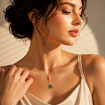 Emerald Drop Pendant Necklace — Fashion Shot | Power8