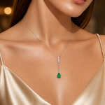 Emerald Drop Pendant Necklace — Lifestyle Shot | Power8