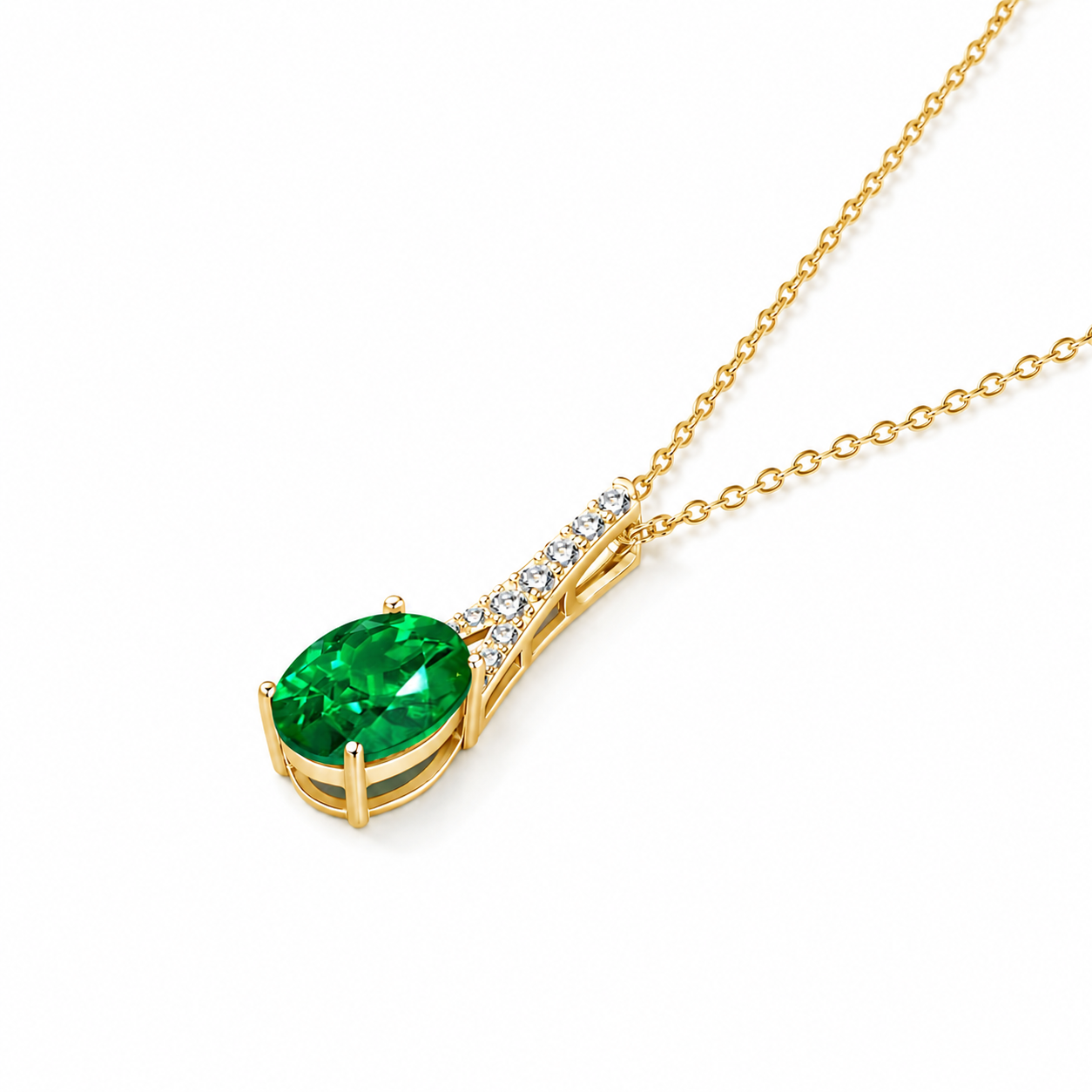 Oval Emerald Pendant Necklace — Teardrop Style | Power8