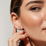 Moissanite Flower Cluster Stud Earrings — Classic Halo Style | Power8