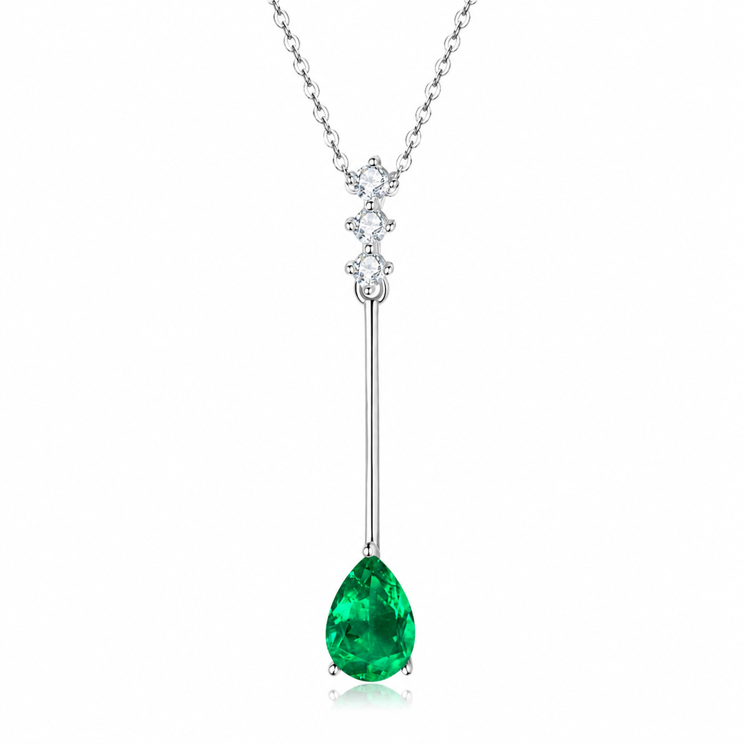 Emerald Drop Pendant Necklace — 925 Sterling Silver 18K Gold | Power8