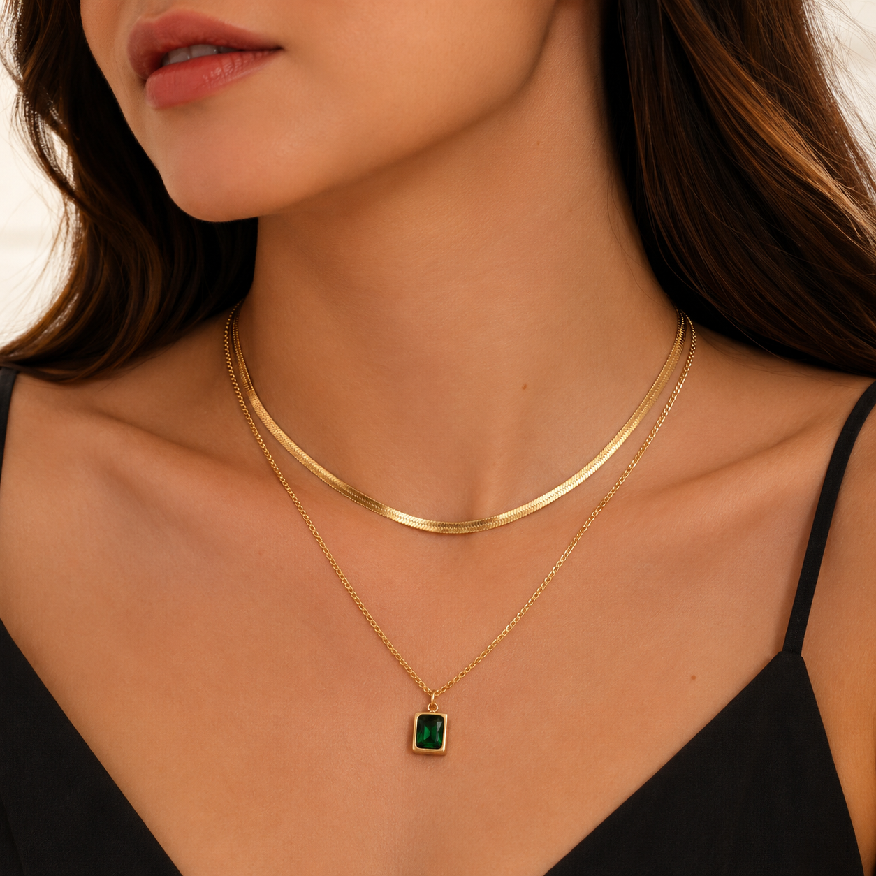 Liquid Gold Y-Drop Lariat Necklace — Statement Shot | Power8