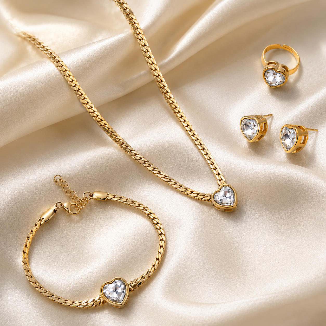 Golden Drop 4-Piece Jewelry Gift Set — Styled Shot | Power8