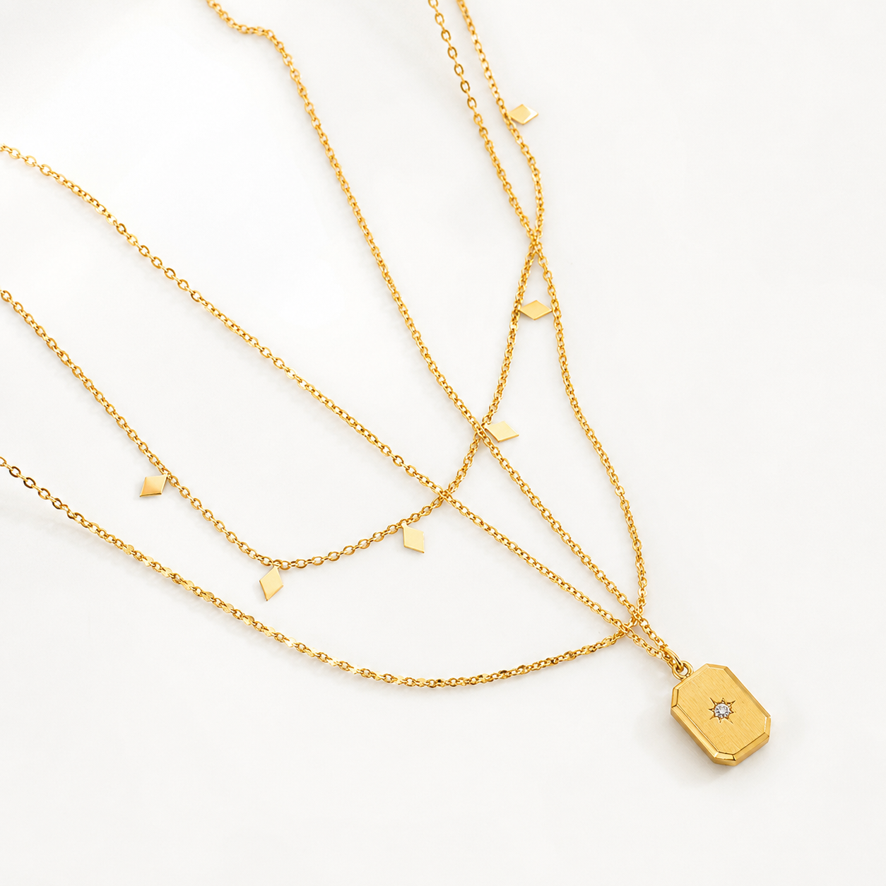 Celestial Star Double-Layer Pendant Necklace — 18K Gold Plated | Power8