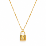 Moon & Star Padlock Pendant Necklace — 18K Gold Zirconia | Power8