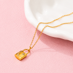 Moon & Star Padlock Pendant Necklace — Model Shot | Power8