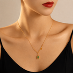 Emerald Green Pendant Necklace — Side View | Power8