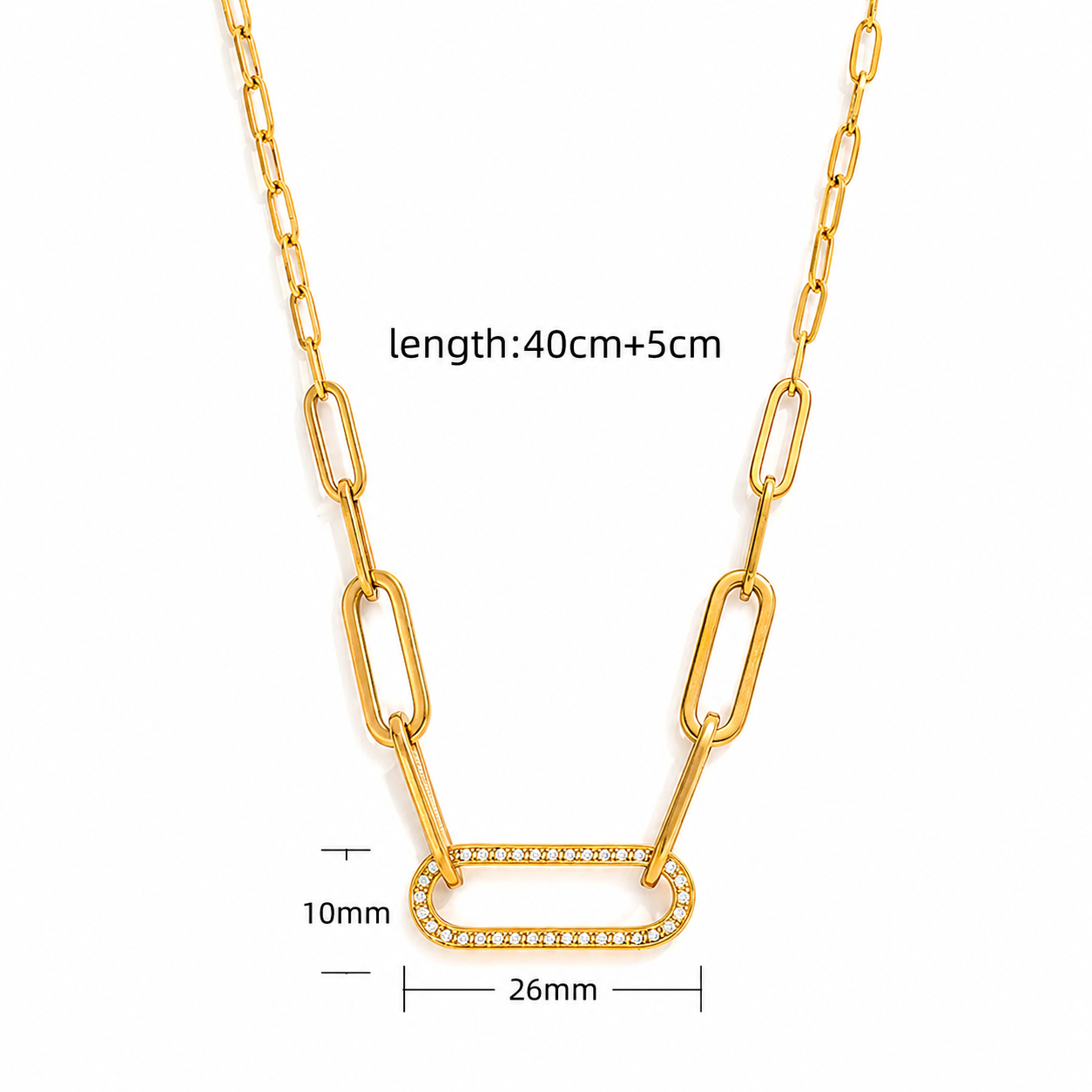 Oval Zirconia Pavé Pendant Necklace — Length Guide | Power8