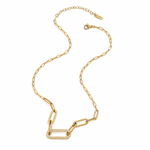 Oval Zirconia Pavé Pendant Necklace — Gold Paperclip Chain | Power8