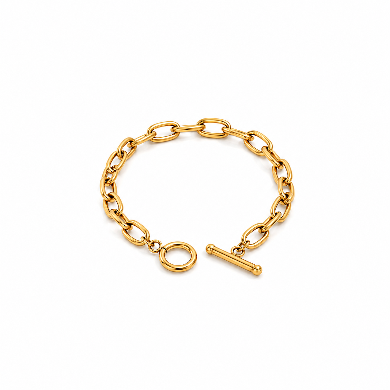 Chunky Oval Toggle Chain Bracelet — 18K Gold Plated OT Clasp | Power8
