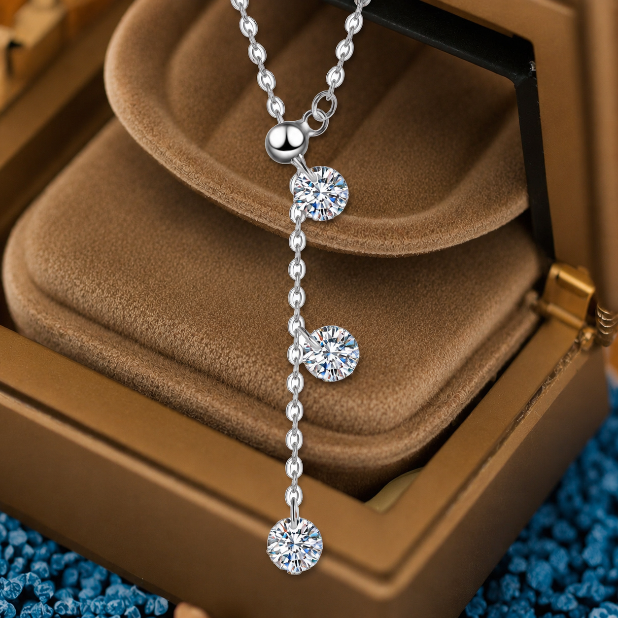 VVS Moissanite Pendant Necklace — Station Drop Style | Power8